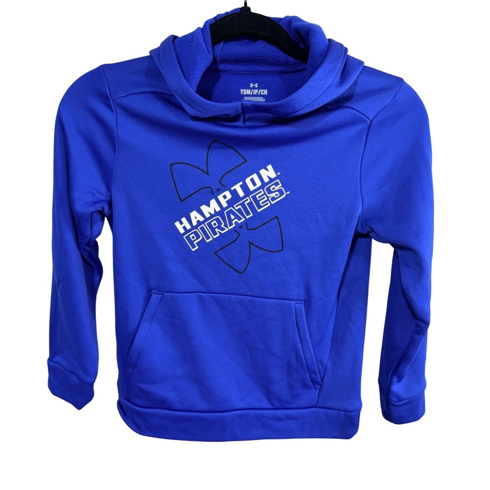 Under Armour Hampton Pirates Collegiate Hoodie HBCU Fleece Kids Small Blue New
